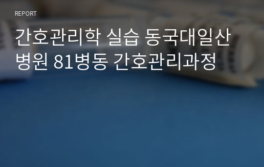 간호관리학 실습 동국대일산병원 81병동 간호관리과정