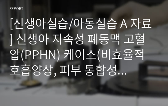 [신생아실습/아동실습 A 자료] 신생아 지속성 폐동맥 고혈압(PPHN) 케이스(비효율적 호흡양상, 피부 통합성 장애의 위험)