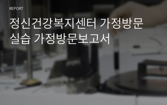 정신건강복지센터 가정방문 실습 가정방문보고서