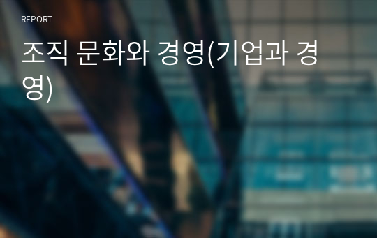 조직 문화와 경영(기업과 경영)