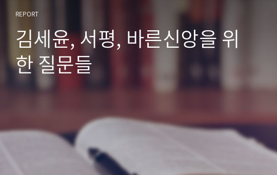 김세윤, 서평, 바른신앙을 위한 질문들