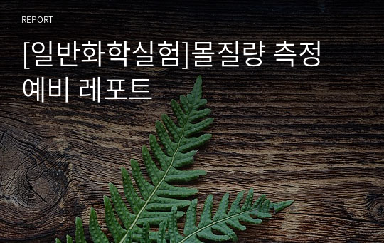 [일반화학실험]몰질량 측정 예비 레포트