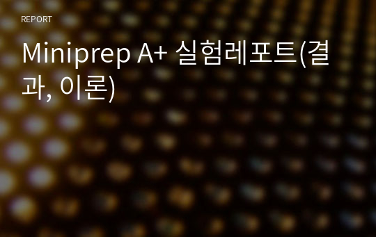 Miniprep A+ 실험레포트(결과, 이론)