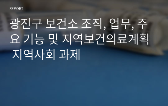 광진구 보건소 조직, 업무, 주요 기능 및 지역보건의료계획 지역사회 과제