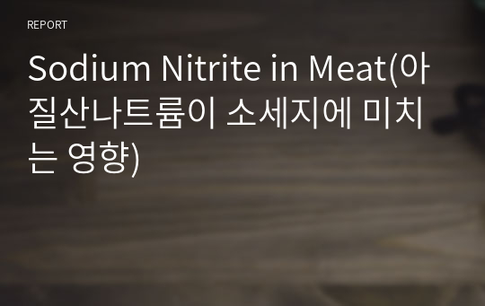 Sodium Nitrite in Meat(아질산나트륨이 소세지에 미치는 영향)