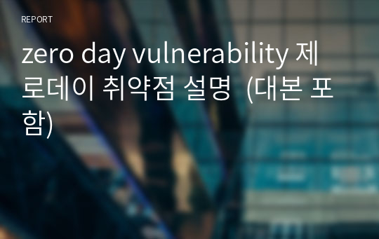 zero day vulnerability 제로데이 취약점 설명  (대본 포함)