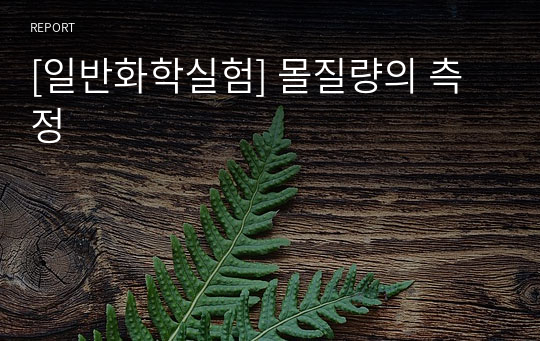 [일반화학실험] 몰질량의 측정