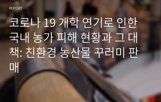 코로나 19 개학 연기로 인한 국내 농가 피해 현황과 그 대책: 친환경 농산물 꾸러미 판매