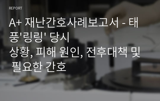 A+ 재난간호사례보고서 - 태풍&#039;링링&#039; 당시 상황, 피해 원인, 전후대책 및 필요한 간호