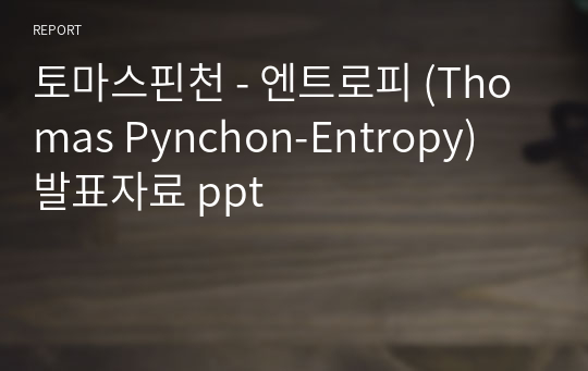 토마스핀천 - 엔트로피 (Thomas Pynchon-Entropy) 발표자료 ppt