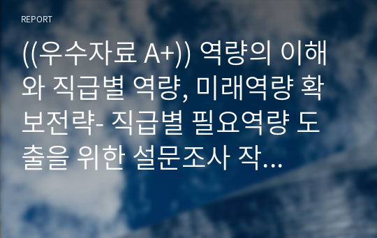 ((우수자료 A+)) 역량의 이해와 직급별 역량, 미래역량 확보전략- 직급별 필요역량 도출을 위한 설문조사 작성사례