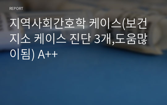 지역사회간호학 케이스(보건지소 케이스 진단 3개,도움많이됨) A++