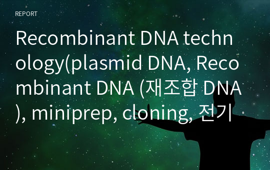 Recombinant DNA technology(plasmid DNA, Recombinant DNA (재조합 DNA), miniprep, cloning, 전기영동 결과 분석)