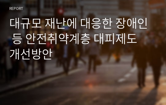 대규모 재난에 대응한 장애인 등 안전취약계층 대피제도 개선방안