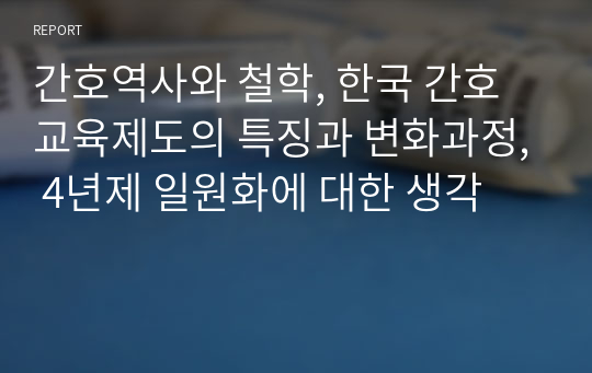 간호역사와 철학, 한국 간호교육제도의 특징과 변화과정, 4년제 일원화에 대한 생각