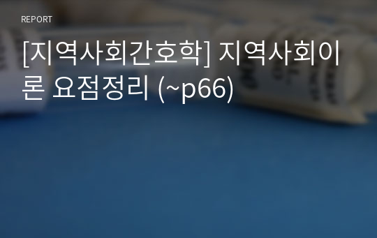 [지역사회간호학] 지역사회이론 요점정리 (~p66)