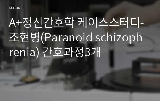 A+정신간호학 케이스스터디-조현병(Paranoid schizophrenia) 간호과정3개