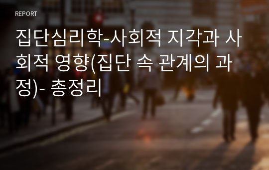 집단심리학-사회적 지각과 사회적 영향(집단 속 관계의 과정)- 총정리