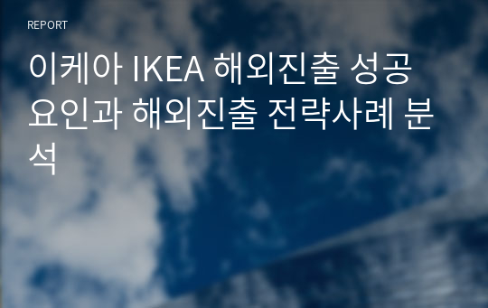 이케아 IKEA 해외진출 성공요인과 해외진출 전략사례 분석