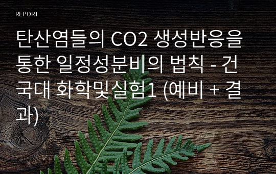 탄산염들의 CO2 생성반응을 통한 일정성분비의 법칙 - 건국대 화학및실험1 (예비 + 결과)