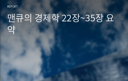 맨큐의 경제학 22장~35장 요약