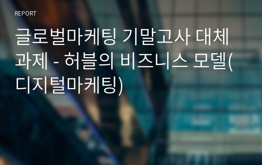 글로벌마케팅 기말고사 대체과제 - 허블의 비즈니스 모델(디지털마케팅)