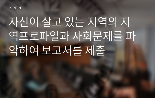 자신이 살고 있는 지역의 지역프로파일과 사회문제를 파악하여 보고서를 제출