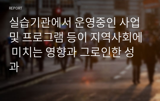 실습기관에서 운영중인 사업 및 프로그램 등이 지역사회에 미치는 영향과 그로인한 성과