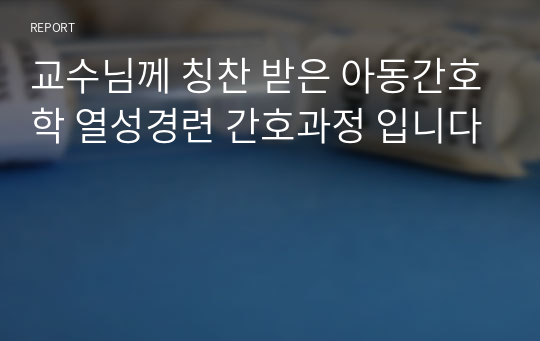 교수님께 칭찬 받은 아동간호학 열성경련 간호과정 입니다