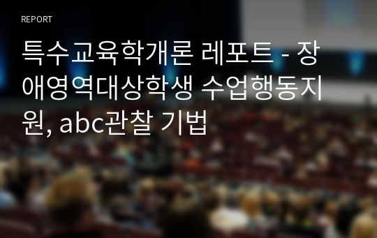 특수교육학개론 레포트 - 장애영역대상학생 수업행동지원, abc관찰 기법