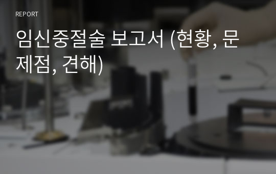 임신중절술 보고서 (현황, 문제점, 견해)