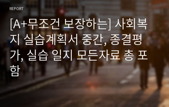 [A+무조건 보장하는] 사회복지 실습계획서 중간, 종결평가, 실습 일지 모든자료 총 포함