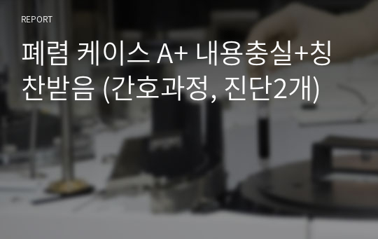 폐렴 케이스 A+ 내용충실+칭찬받음 (간호과정, 진단2개)