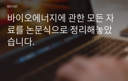 바이오에너지에 관한 모든 자료를 논문식으로 정리해놓았습니다.