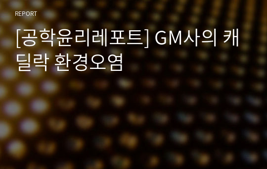 [공학윤리레포트] GM사의 캐딜락 환경오염