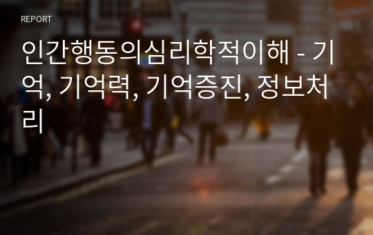 인간행동의심리학적이해 - 기억, 기억력, 기억증진, 정보처리