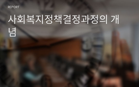 사회복지정책결정과정의 개념