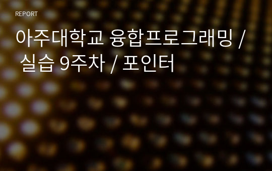 아주대학교 융합프로그래밍 / 실습 9주차 / 포인터