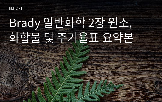 Brady 일반화학 2장 원소, 화합물 및 주기율표 요약본