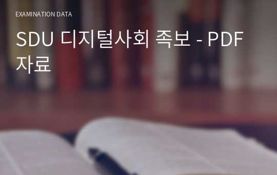 SDU 디지털사회 족보 - PDF자료