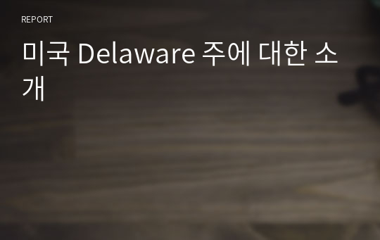 미국 Delaware 주에 대한 소개