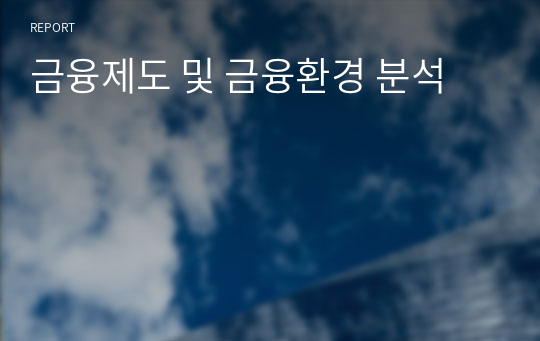 금융제도 및 금융환경 분석