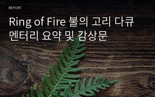 Ring of Fire 불의 고리 다큐멘터리 요약 및 감상문