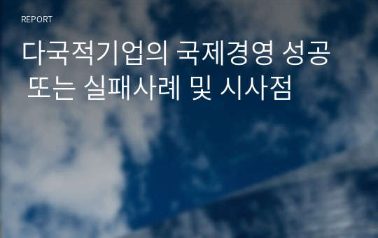 다국적기업의 국제경영 성공  또는 실패사례 및 시사점