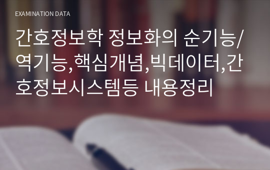 간호정보학 정보화의 순기능/역기능,핵심개념,빅데이터,간호정보시스템등 내용정리