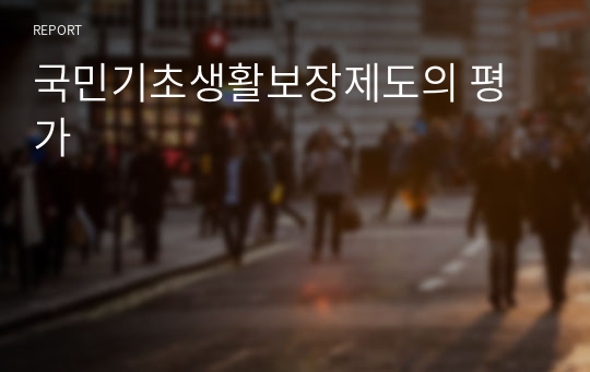 국민기초생활보장제도의 평가