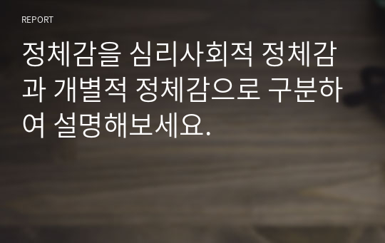 정체감을 심리사회적 정체감과 개별적 정체감으로 구분하여 설명해보세요.