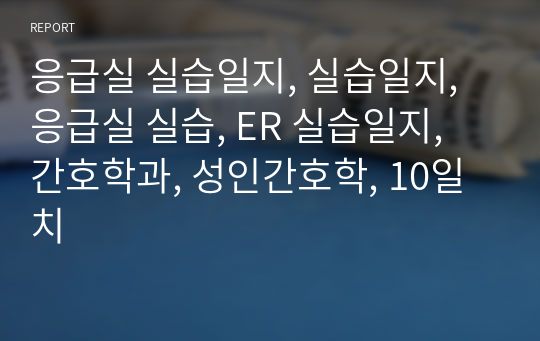 응급실 실습일지, 실습일지, 응급실 실습, ER 실습일지, 간호학과, 성인간호학, 10일치