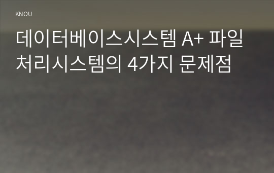 데이터베이스시스템 A+ 파일처리시스템의 4가지 문제점