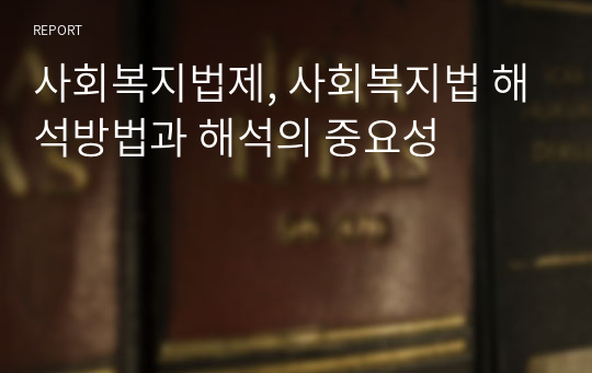 사회복지법제, 사회복지법 해석방법과 해석의 중요성